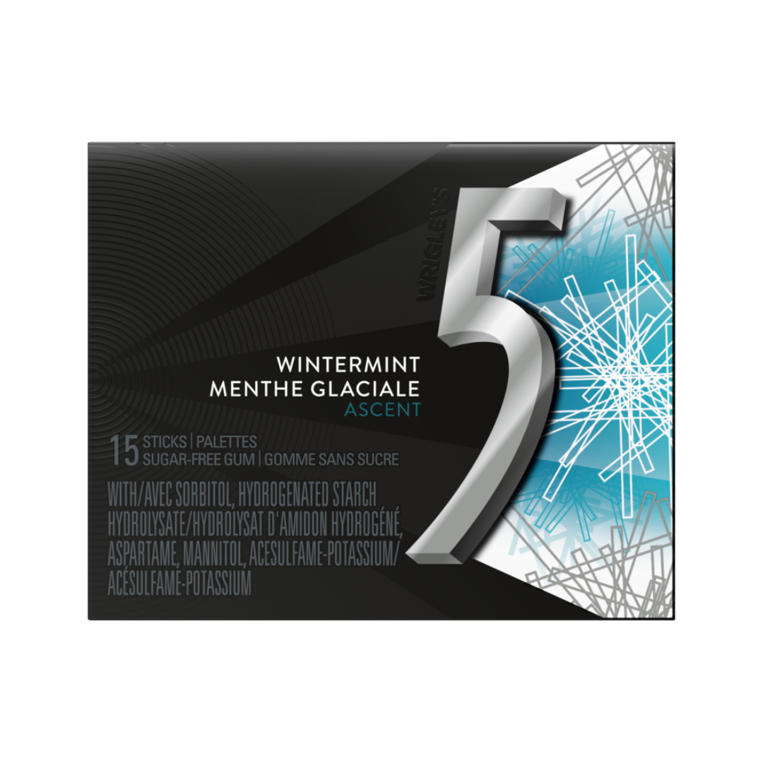 Five Ascent Wintermint SF Gum Wrigley 15's 10/bx