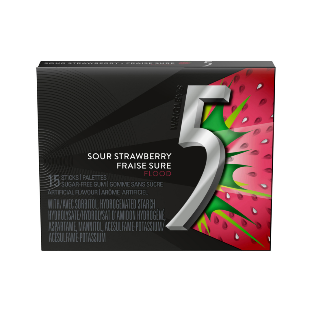 Five Flood Sour Strawberry SF Wrigley 15's 10/bx