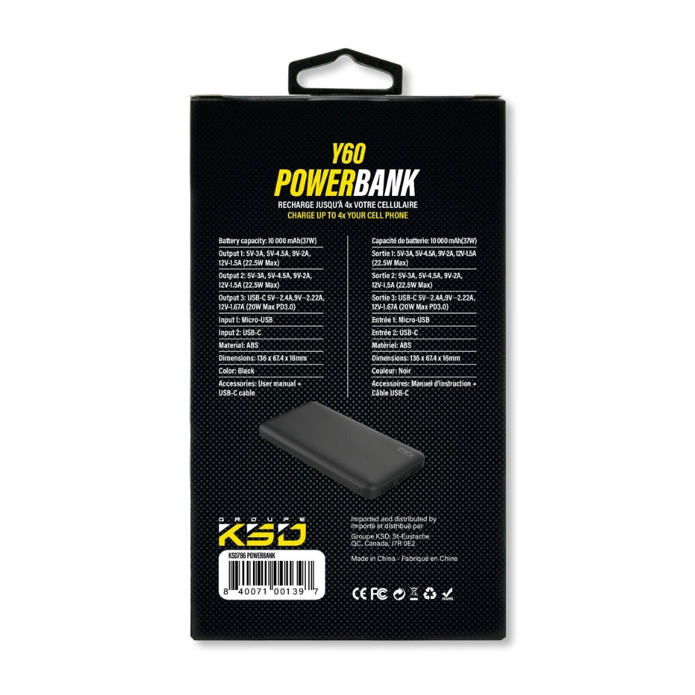 Power Bank 10 000 MaH Y60