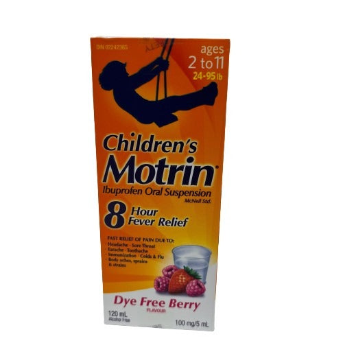 Motrin 8 Hr Fever Relief Dye Free Berry 120 ml Aiton Drug Co Motrin 8 Hr Fever Relief Dye Free Berry 120 ml Aiton Drug Co