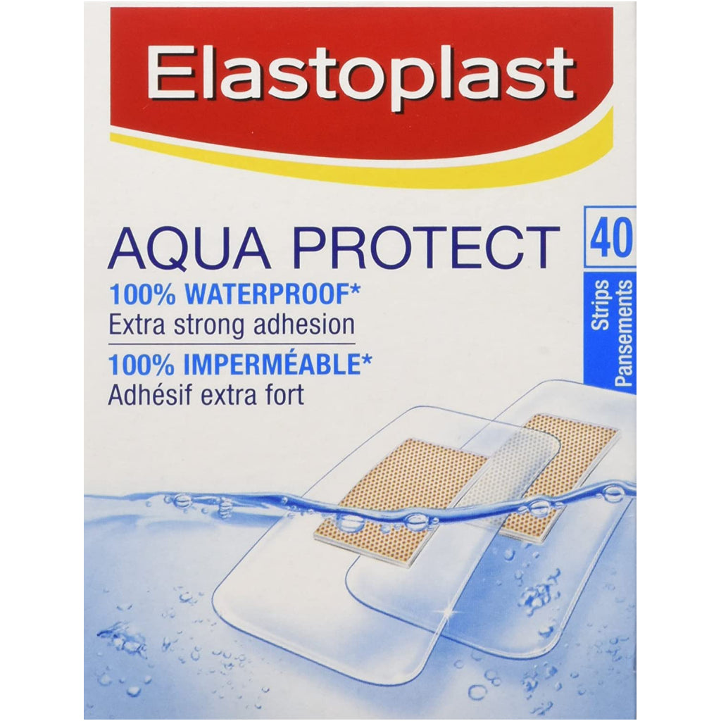 Elastoplast Aqua Protect Waterproof Adhesive Bandages | 40 Strips,  Transparent | 100% Waterproof | Extra Strong Adhesion | Ideal for washing