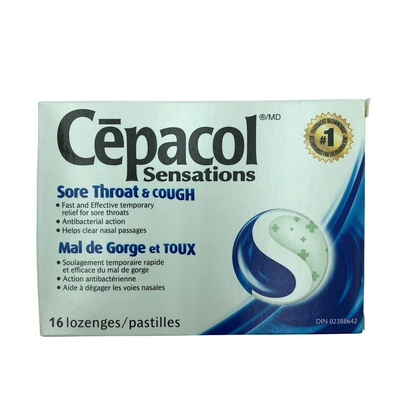 Cépacol Cépacol Sensations Mal de Gorge et TOUX, 16 pastilles contre le mal  de gorge (16 ch.) - 16 ea