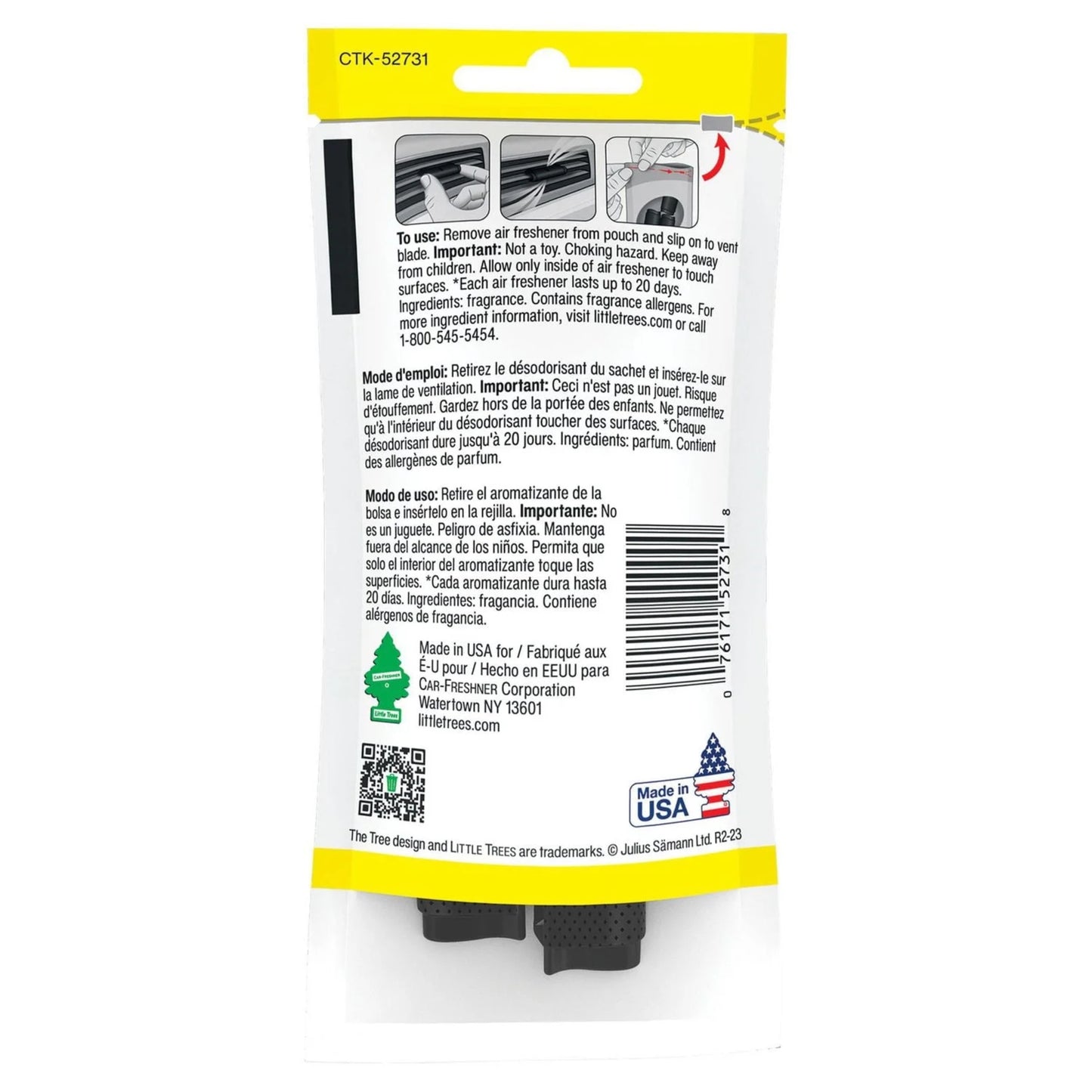 Little Trees Vent Wrap Black Ice 4/pk