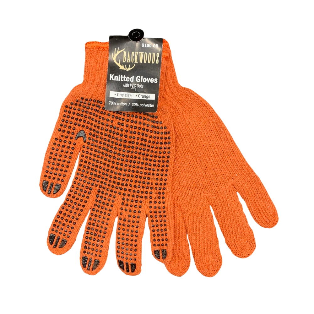 Orange Knit Glove w/Dots  G100OR Knit