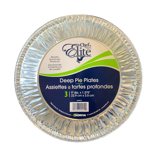 Chef Elite 9" Deep Pie Pan (3/Pack) 9"x1.375"