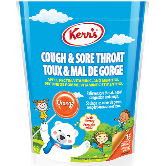 Kerr Lollypop Cough &Sore Throat Orange 15ct