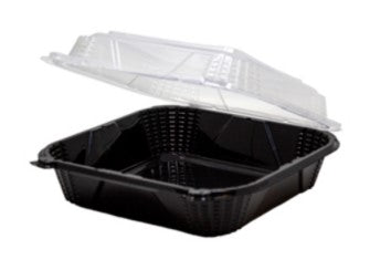 Container 9.50"x9.13"x2.78 w/ lid attached 75ct/SL