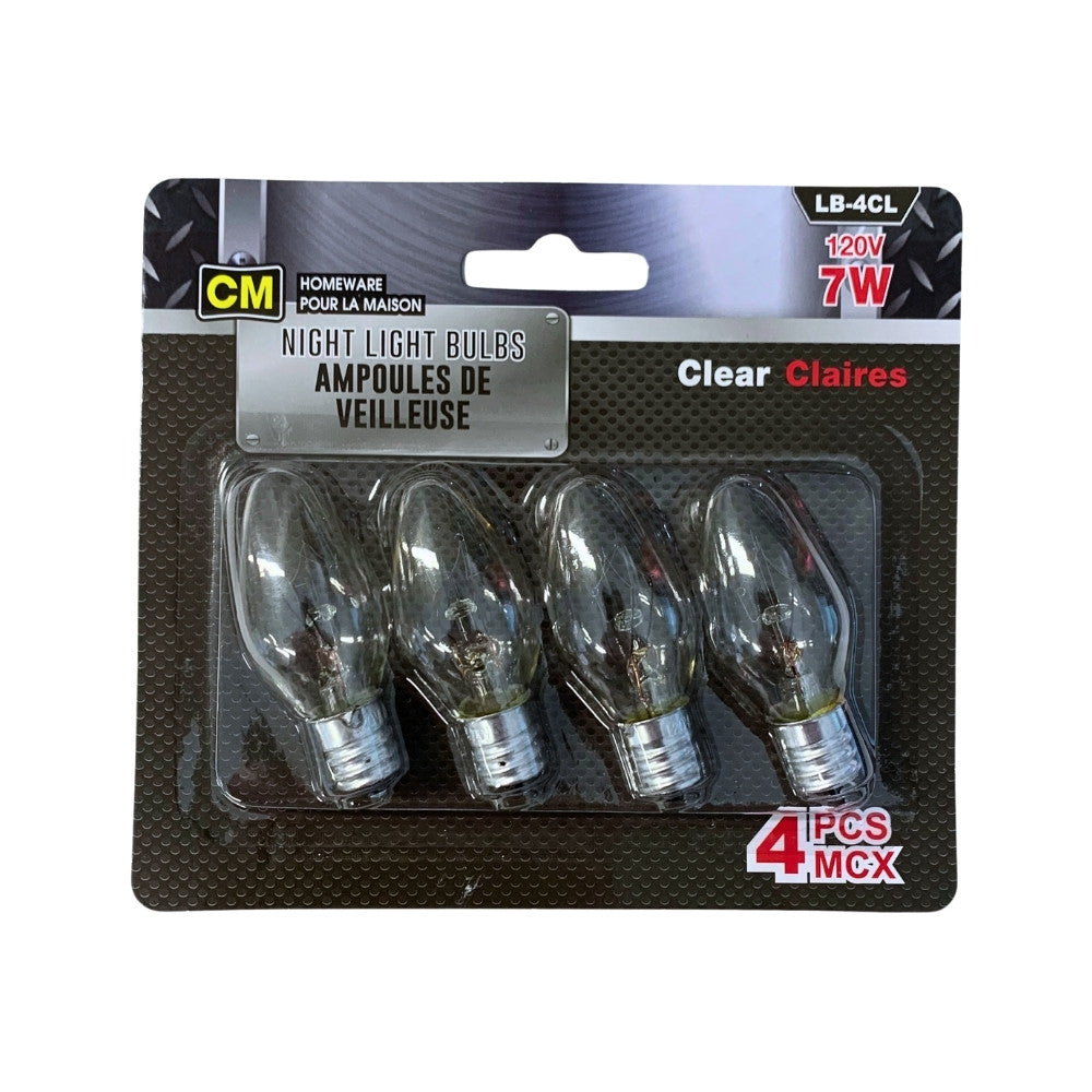 7W Clear Night Light Bulb 4s 12/cs