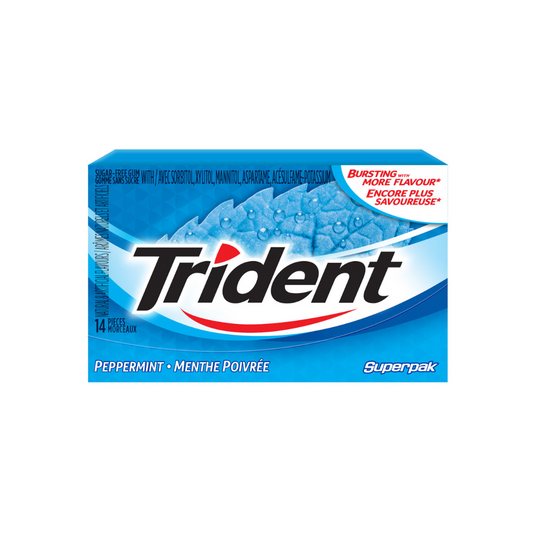 Trident Super Pak Peppermint 14pc - 12pkgs/bx