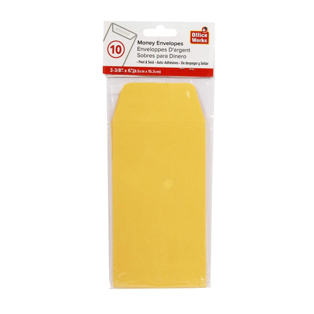 Office Works 10 Pc Peel & Seal Money  Envelope