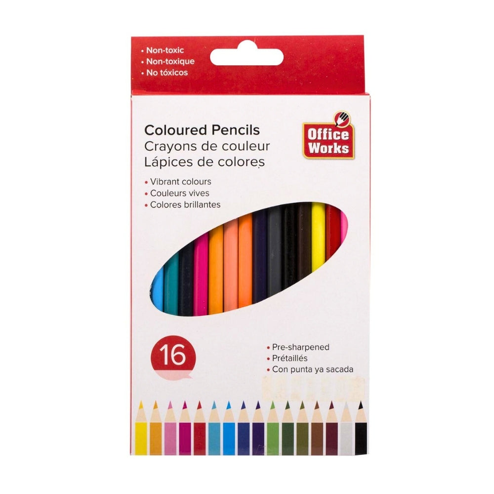 Office Works Colouring Pencils Window Box 16 pc