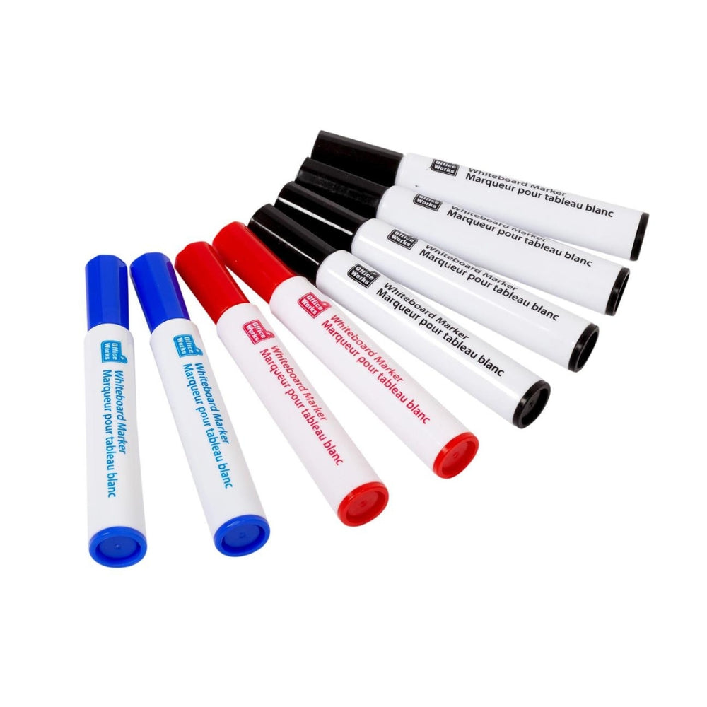 O.WKs 8 pc White Board Marker2 Red/2 Blue/4 Black