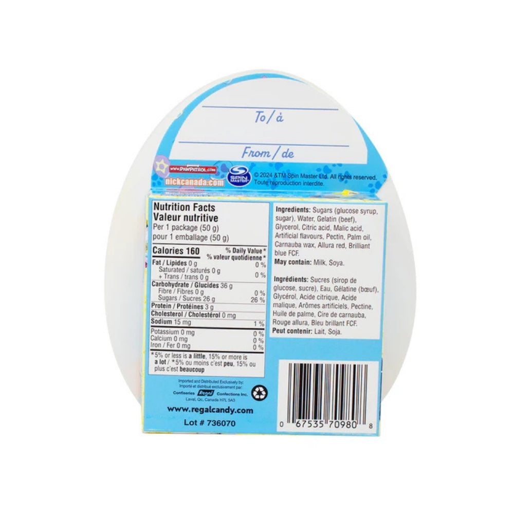 Paw Patrol Egg Shapd Box 50g 24/cs