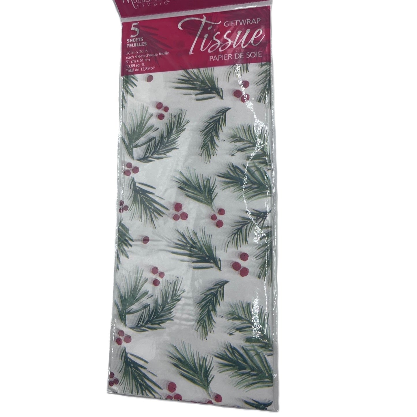 Holly Berry Printed Tissue Paper 5's