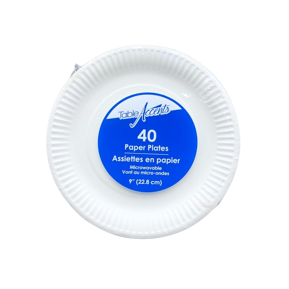 9" Paper Plates Uncoated 40/pk 24/cs