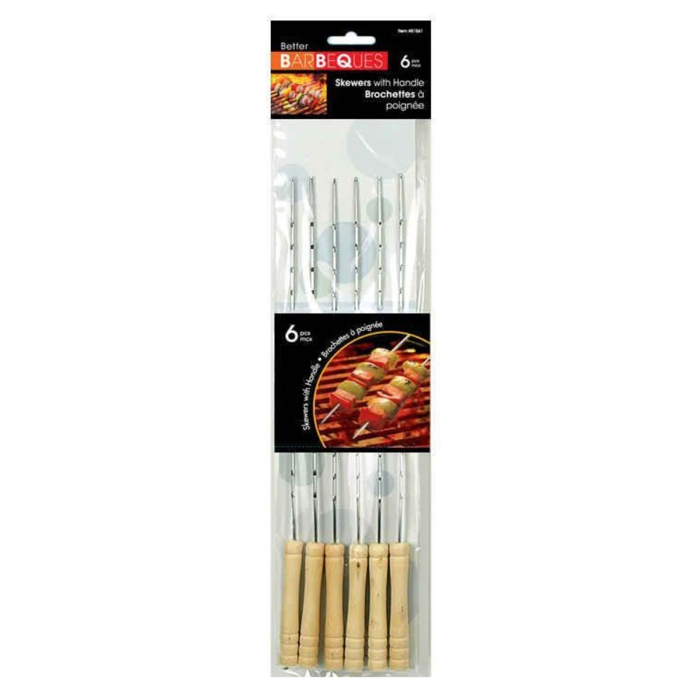 BBQ 6 pc 15.75" Skewers w/Wooden Handle