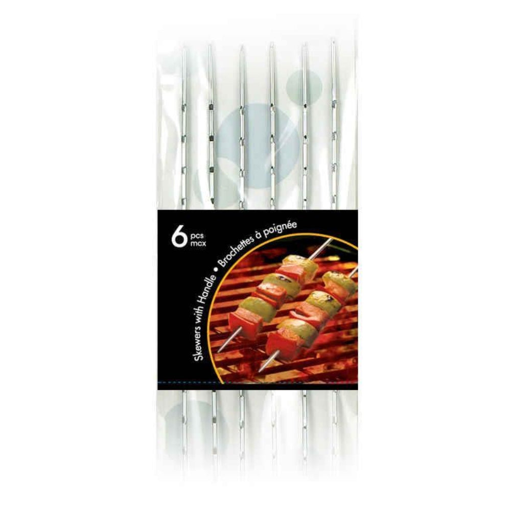 BBQ 6 pc 15.75" Skewers w/Wooden Handle