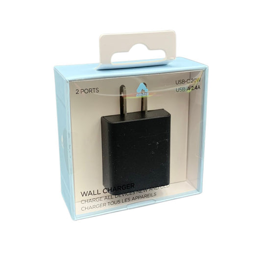 Dual Port Wall Charger C/USB Black