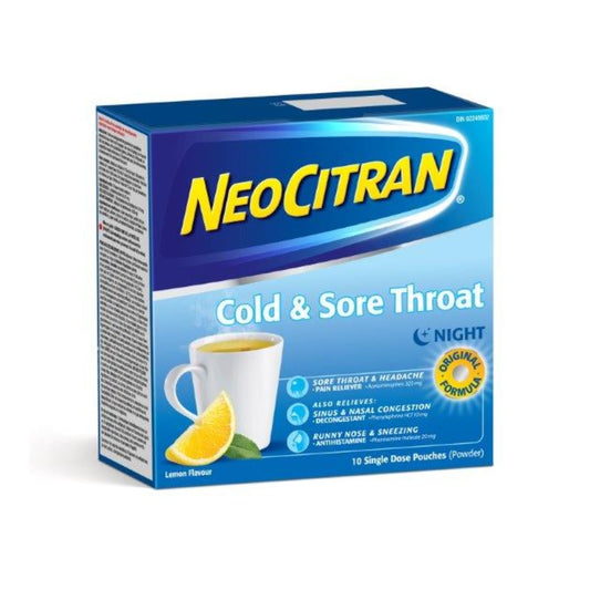 Neo Citran Night Cold & Sore Throat 10/ct