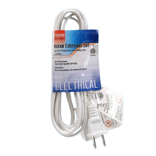 2m Indoor White Extension Cord 86956
