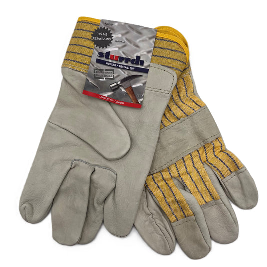 Cow Grain Leather Unlined WorkGlove, Patch Palm Lg