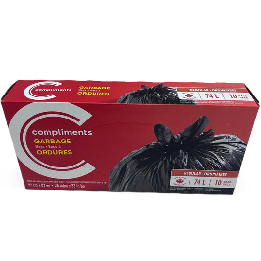 Compliments Regular 74L Garbage Bag 10s