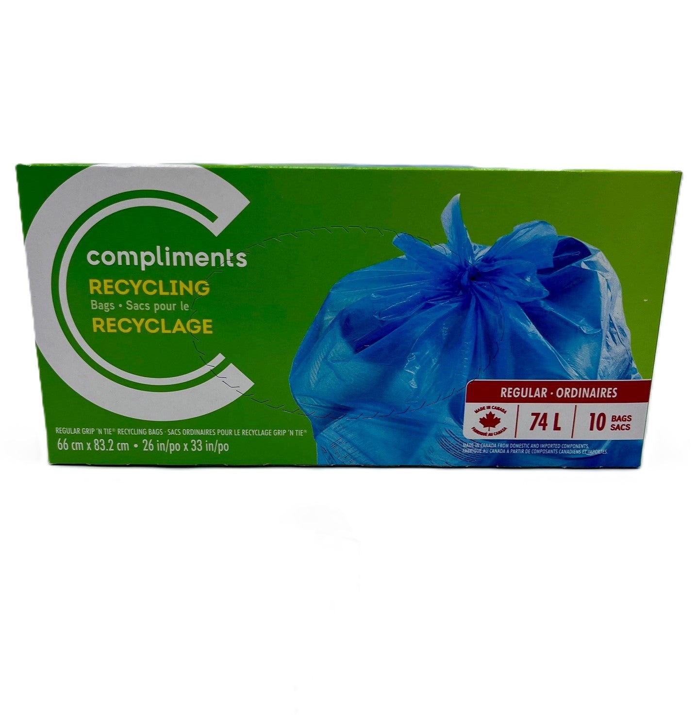 Compliments Blue 74L Recycling Bag 10s