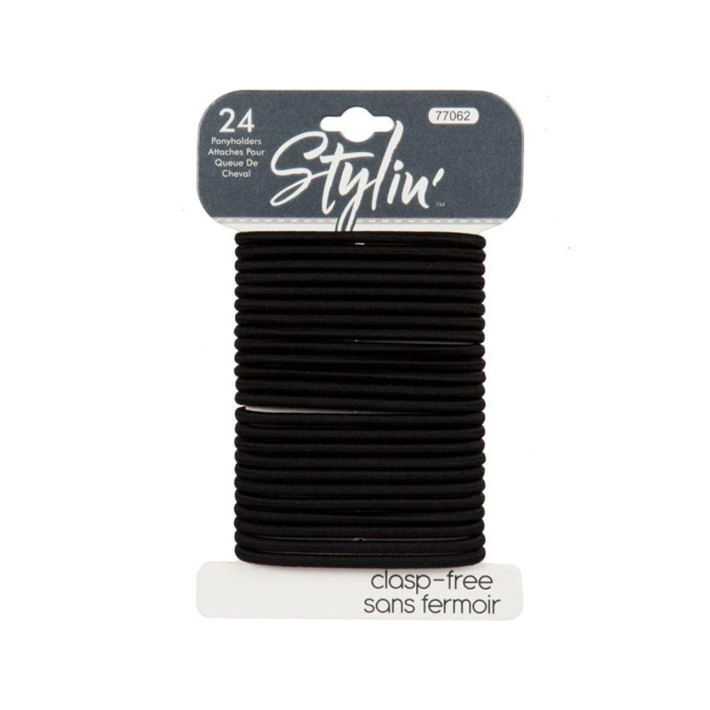 Stylin, 24-PC Black Ponyholders clasp free