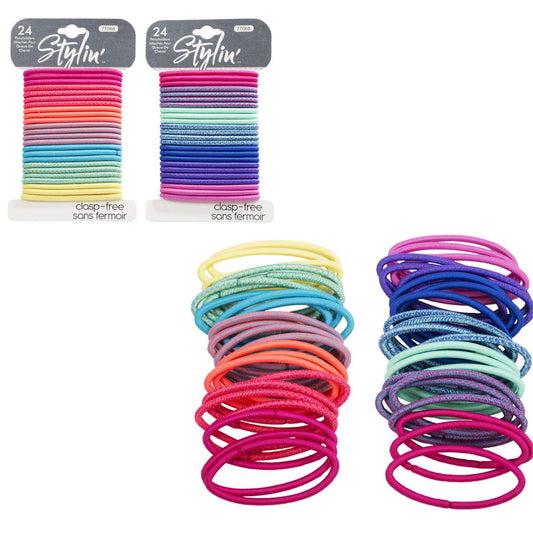 Stylin, 24-PC Heth/Solid Ponyholder clasp free