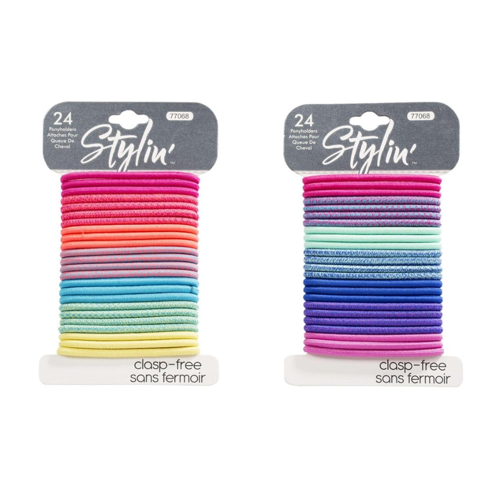 Stylin' 24pc Heather/Solid Clasp-Free Ponyholder