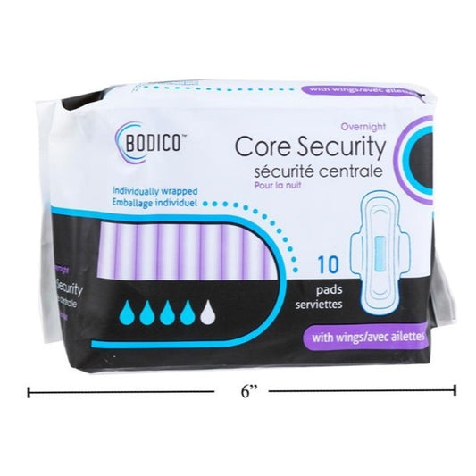 Bodico Overnight Pads w/Wings & Leakguard 10s