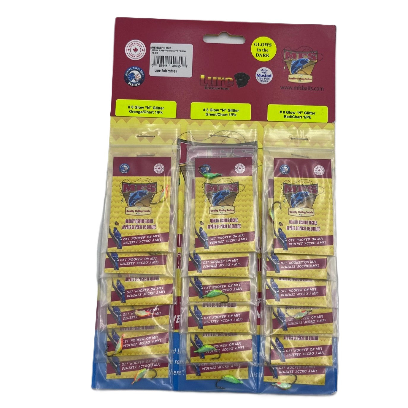 #8 Asst'd Glow "N" Glitter Jigs 18/cd