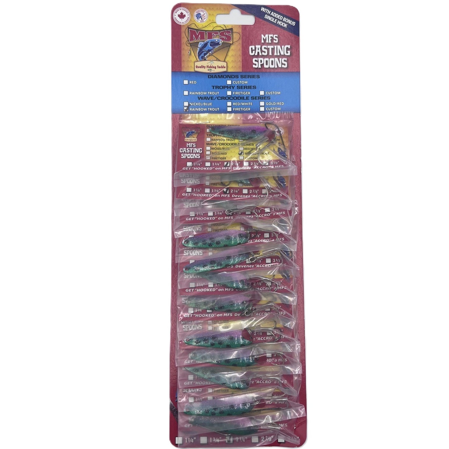 2 1/4" Heavy Wave Spoon Rainbow Trout 12/cd