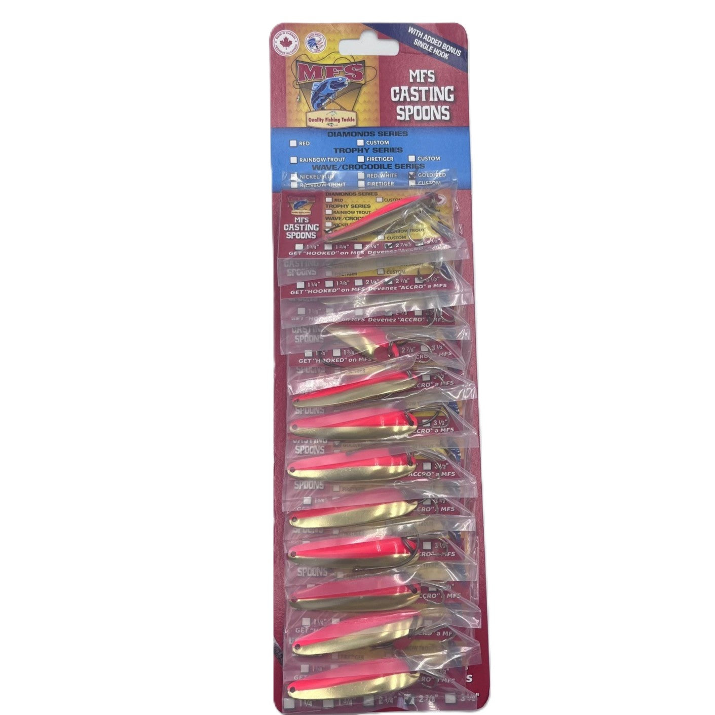 2 7/8" Heavy Wave Spoons Gold/Red 12/cd