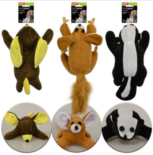 Plush Animal Toy w/Squeaker 3 assorted