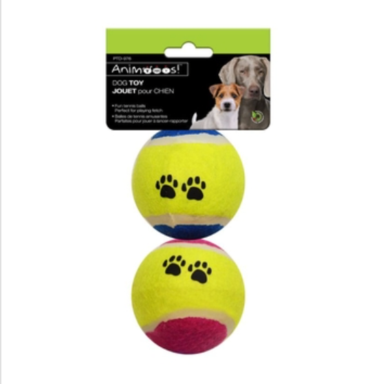 Dog Toys Tennis 2/pk 2.6"