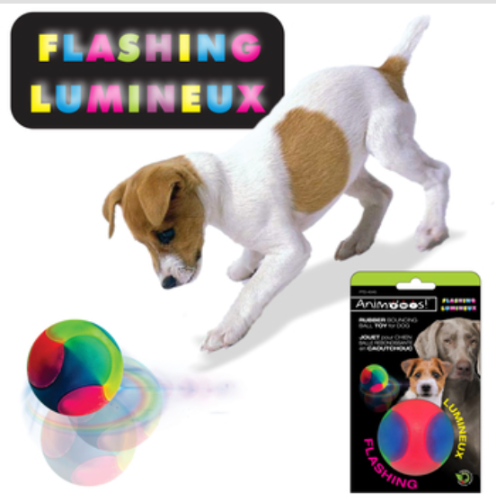 Dog Multicolour Flashing Rubber Ball 6.5cm