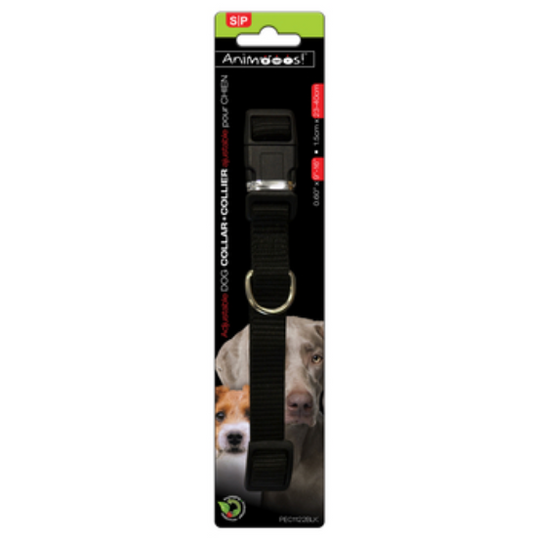 Nylon Collar Black, Adjustable 0.6"x9.1-15.7"