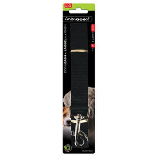 Nylon Leash Black, 1"x48"