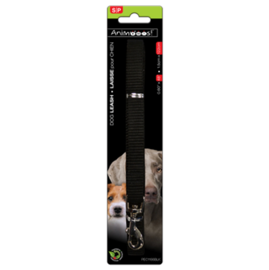 Nylon Leash Black, 0.6"x48"