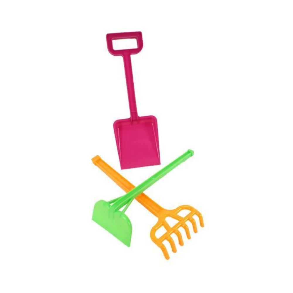 Sunny Dayz 3pc Neon Shovel,Rake & Hoe