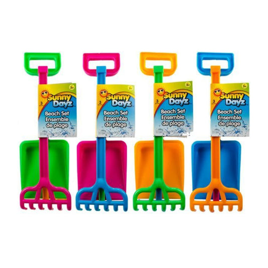 Sunny Dayz 3pc Neon Shovel,Rake & Hoe
