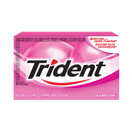 Trident Super Pak Bubblegum 14pc 12/bx
