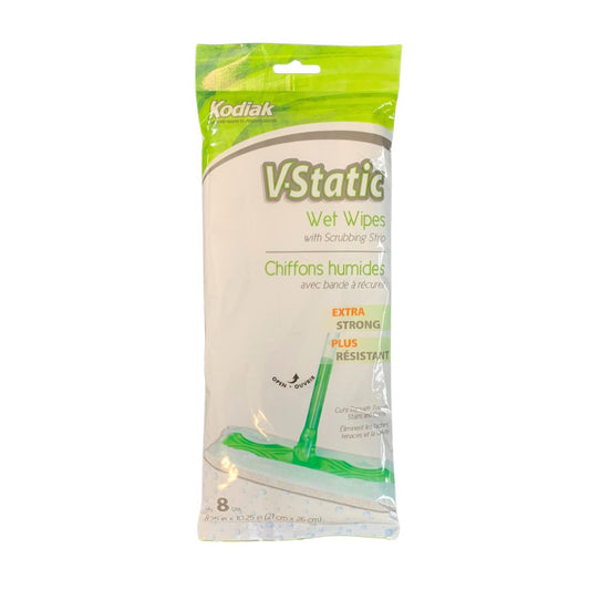 Kodiak V-Static Wet Wipes w/Scrubbing Strip 8/pk