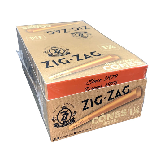 Zig Zag Unbleached 1 1/4 Cones 6/pk 24/bx