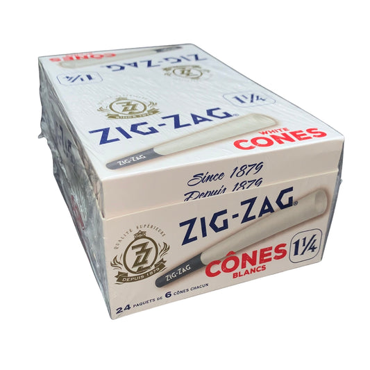 Pre-Rolled Cones- Zig Zag White 1 1/4 24/bx