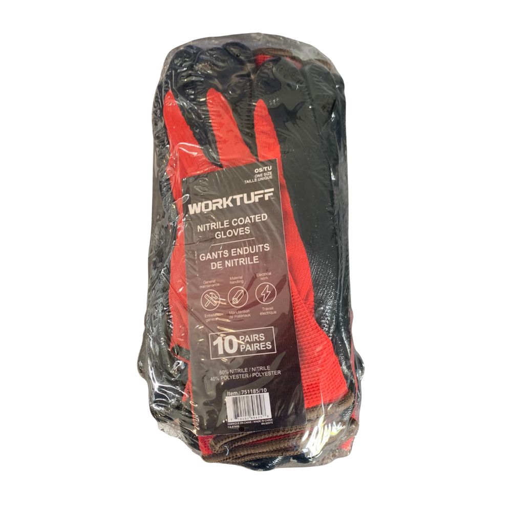 Nitrile Coated Palm Red Polyester Linerl Lg10/pk