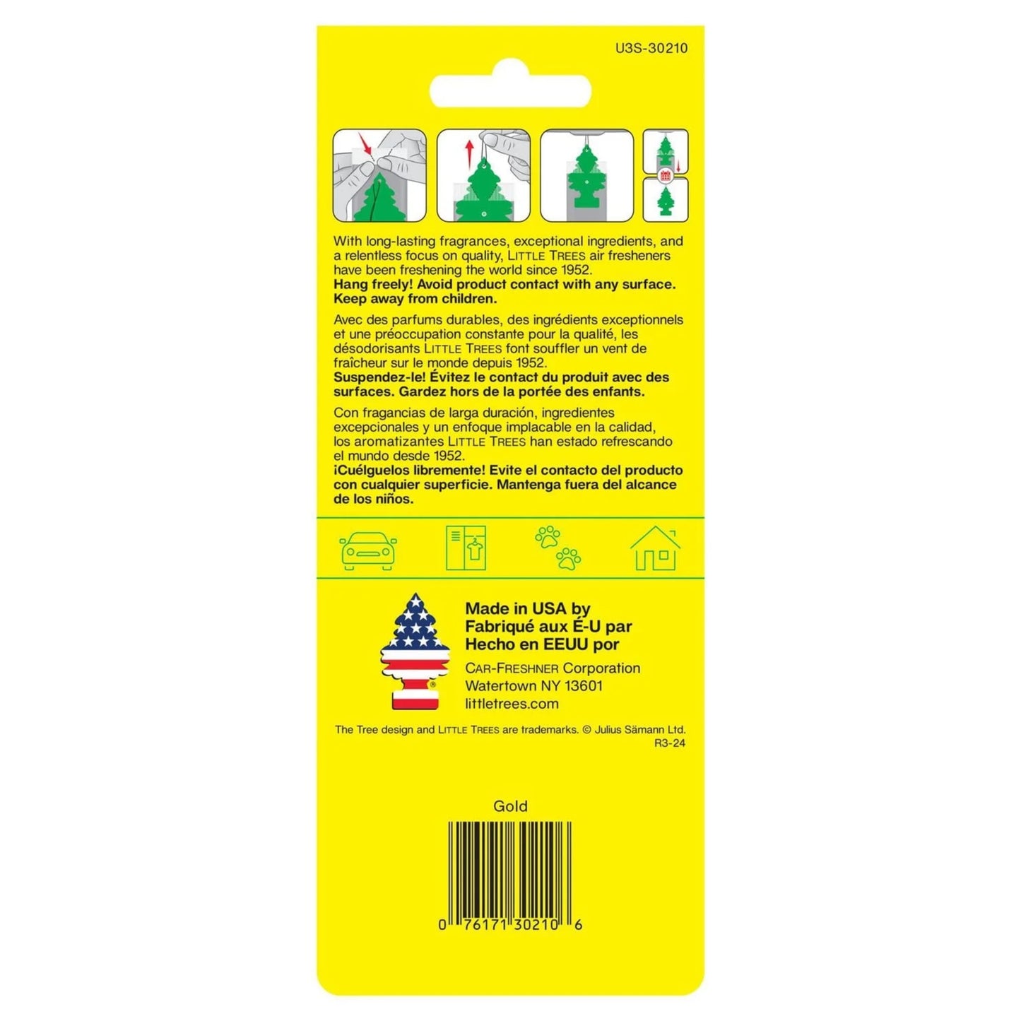 Little Trees Air Freshener Gold 3/cd