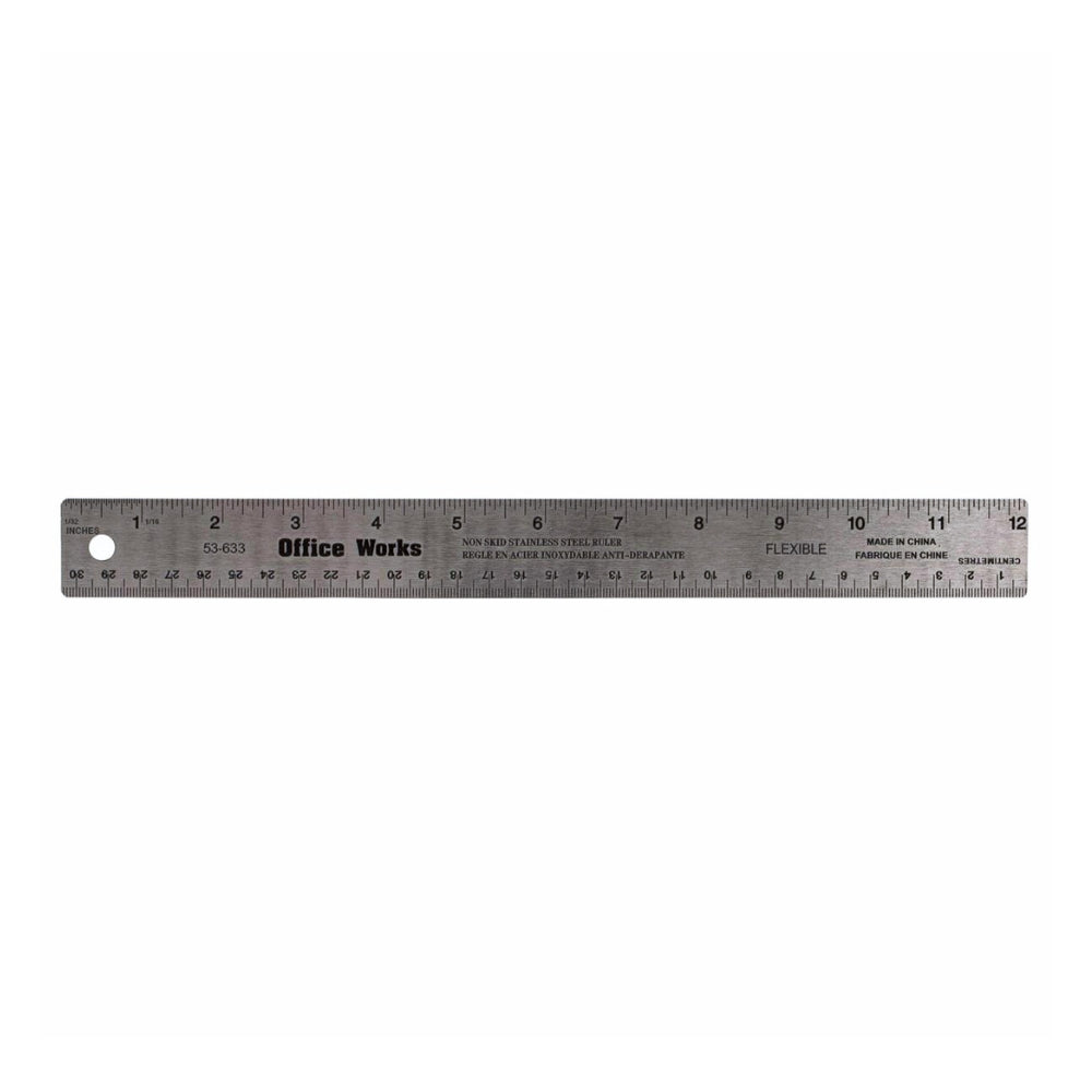12" Stainless Steel Ruler w/ Cork Backing