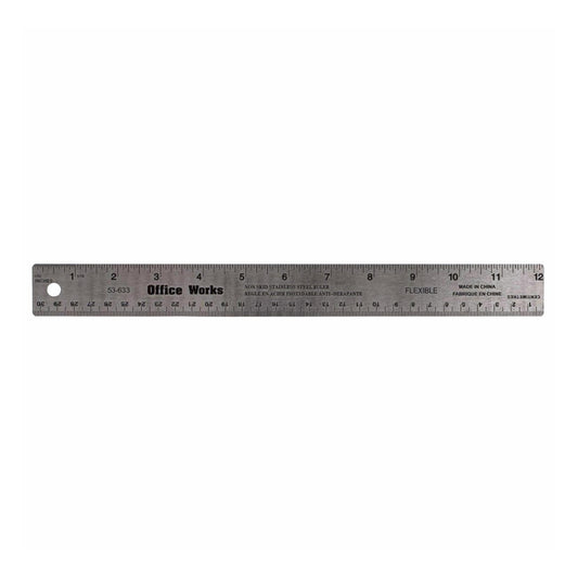 12" Stainless Steel Ruler w/ Cork Backing